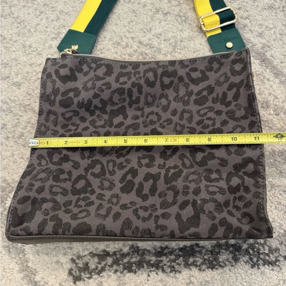 Erin Condren Gray Leopard Shoulder Bag with Green and Yellow Straps